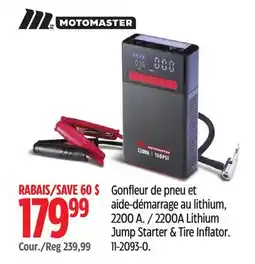 Canadian Tire MotoMaster 2200A Lithium Jump Starter & Tire Inflator offer