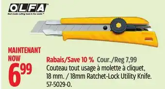 Canadian Tire OLFA 18mm Ratchet-Lock Utility Knife offer