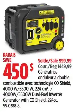 Canadian Tire CHAMPION 4000W/5500W Dual-Fuel Inverter Generator with CO Shield offer