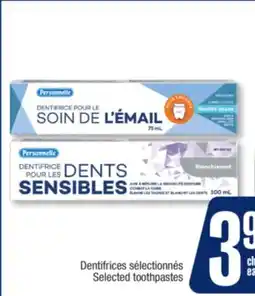 Jean Coutu PERSONNELLE Selected toothpastes offer