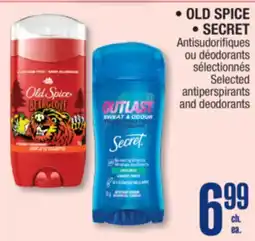 Jean Coutu OLD SPICE, SECRET Selected antiperspirants and deodorants offer