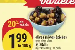 Marché Adonis Olives mixtes épicées | Spicy mixed olives offer