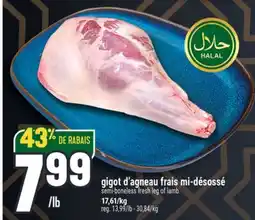 Marché Adonis Gigot d'agneau frais mi-désossé |Semi-boneless fresh leg of lamb offer