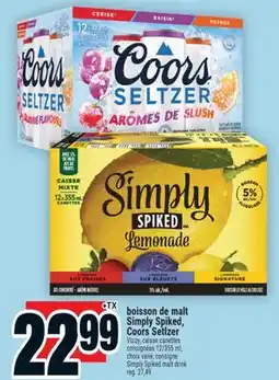 Super C BOISSON DE MALT SIMPLY SPIKED, COORS SETLZER offer
