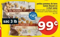 Super C Petites pommes de terre lavées Russet ou à chair jaune | small Russet or yellow fleshed potatoes offer