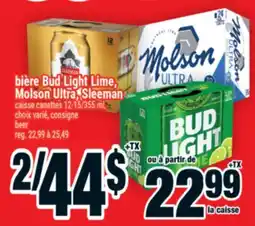 Super C bière Bud Light Lime, Molson Ultra, Sleeman | beer offer