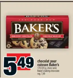 Super C chocolat pour cuisson Baker's | Baker's baking chocolate offer