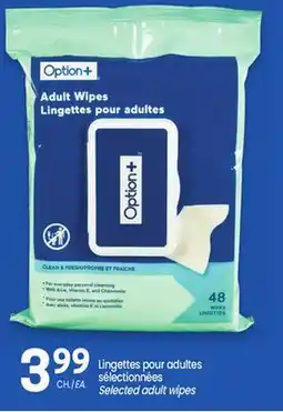 Uniprix OPTION+ Lingettes pour adultes sélectionnées/Selected adult wipes offer