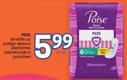 Uniprix POISE Serviettes ou protège-dessous sélectionnés/Selected pads or pantyliners offer