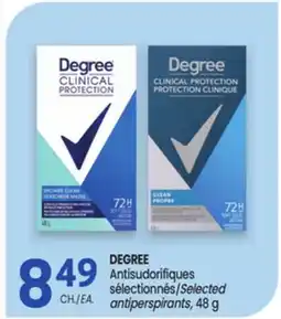 Uniprix DEGREE Antisudorifiques sélectionnés/Selected antiperspirants offer