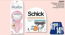 Jean Coutu SCHICK Selected blade cartridges and razors offer