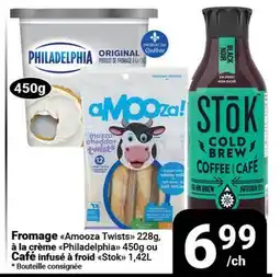 Pasquier Fromage Amooza Twists 228g, à la crème Philadelphia 450g ou Café infusé à froid Stok 1,42L offer