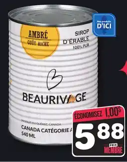 Marches Tradition BEAURIVAGE PURE MAPLE SYRUP offer