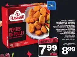 Marches Tradition FLAMINGO FROZEN BREADED CHICKEN BREAST STRIPS, NUGGETS, BURGERS, FRIES OR POPCORN CHICKEN offer