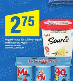 Maxi YOGOURT SOURCE 630 G, TUBES 8 YOPLAIT OU MINIGO 6 UN. YOGOURT offer