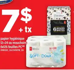 Maxi PAPIER HYGIÉNIQUE, 12=24 OU MOUCHOIRS, 6X126 FEUILLES PC offer
