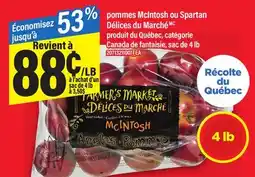 Maxi POMMES MCINTOSH OU SPARTAN DÉLICES DU MARCHÉ, SAC DE 4 LB offer