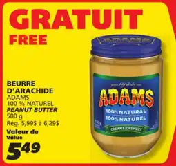 IGA ADAMS 100% NATUREL PEANUT BUTTER offer