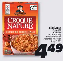 IGA QUAKER CEREAL offer