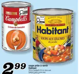 Marché Richelieu Soupe prête‑à‑servir Habitant | Habitant ready to serve soup offer