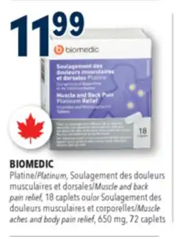 Familiprix Biomedic muscle & back pain platinum relief caplets 18un offer