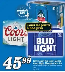 Marché Richelieu BIÈRE LABATT BUD LIGHT, MOLSON COORS LIGHT, SLEEMAN CLEAR 2.0 | BEER offer