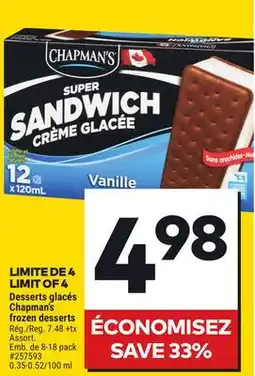 Giant Tiger Chapman's frozen desserts offer