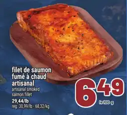 Metro FILET DE SAUMON FUMÉ À CHAUD ARTISANAL | ARTISANAL SMOKED SALMON FILLET offer
