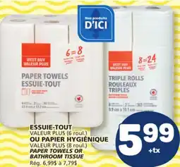 Marché Bonichoix VALEUR PLUS PAPER TOWELS OR BATHROOM TISSUE offer