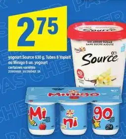 Maxi yogourt Source 630 g, Tubes 8 Yoplait ou Minigo 6 un offer