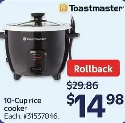 Walmart Toastmaster 10 cup rice cooker offer