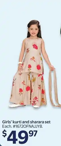 Walmart Girls' kurti and sharara set offer