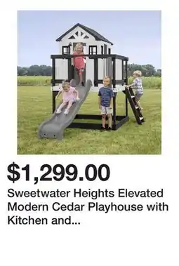 Wayfair Sweetwater Heights Elevated Modern Cedar Playhouse with Kitchen and Slide offer