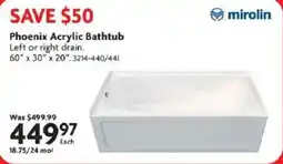 Home Hardware Phoenix Acrylic Phoenix Acrylic Bathtub Left or right drain. offer