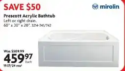 Home Hardware Prescott Acrylic Bathtub offer