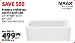 Home Hardware Monaco and Bosca Acrylic Bathtubs offer