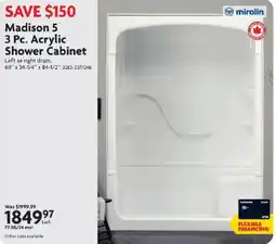 Home Hardware Madison 5 3 pc. acrylic shower cabinet offer
