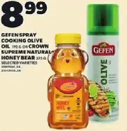 Loblaws Gefen spray cooking olive oil or crown supreme natural honey bear offer