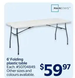 Walmart 6' Folding plastic table offer