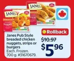 Walmart Janes Pub Style Breaded Chicken Nuggets, Strips or Burgers offer