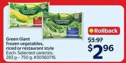 Walmart Green Giant Frozen Vegetables offer