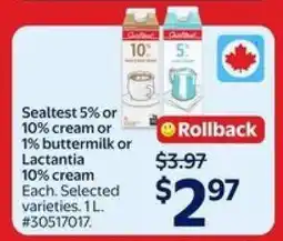 Walmart Sealtest or Lactantia Cream offer