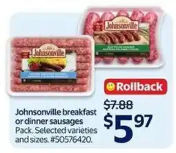Walmart Johnsonville Breakfast or Dinner Sausages offer