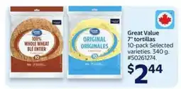 Walmart Great Value 7 Tortillas offer