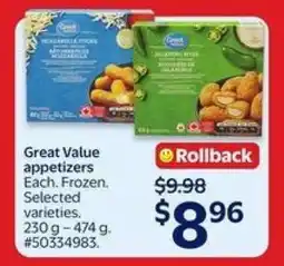 Walmart Great Value Appetizers offer