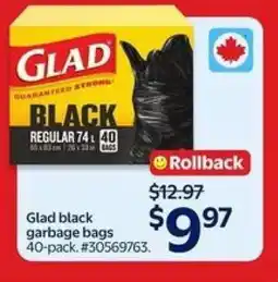 Walmart Glad Black Garbage Bags offer