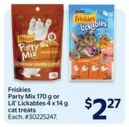 Walmart Friskies Party Mix 170 g or Lil' Lickables 4 x 14 g cat treats offer