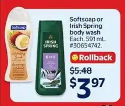 Walmart SOFTSOAP or IRISH SPRING BODY WASH offer