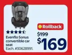 Walmart Evenflo Sonus Convertible Car Seat offer