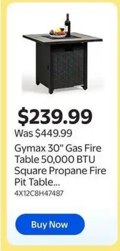 Walmart Gymax 30 Gas Fire Table offer